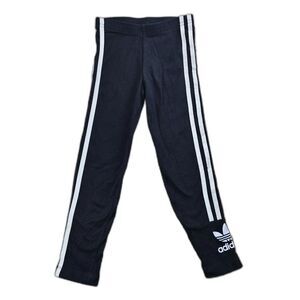 Adidas 3 Stripe Leggings Black White Kids Youth Medium 5 / 6